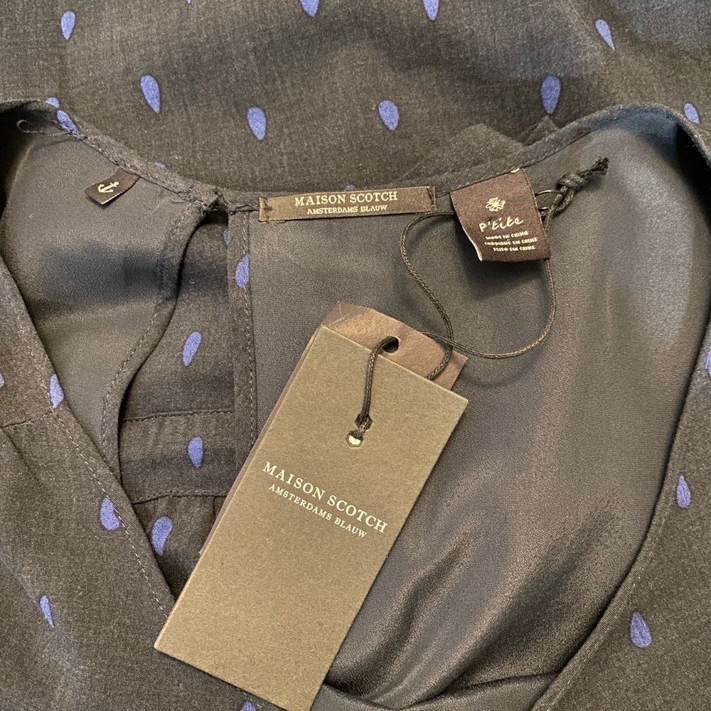 Scotch & Soda Blue Polka Dot Drop Waist Long Sleeve Dress size small NWT - Picture 8 of 11